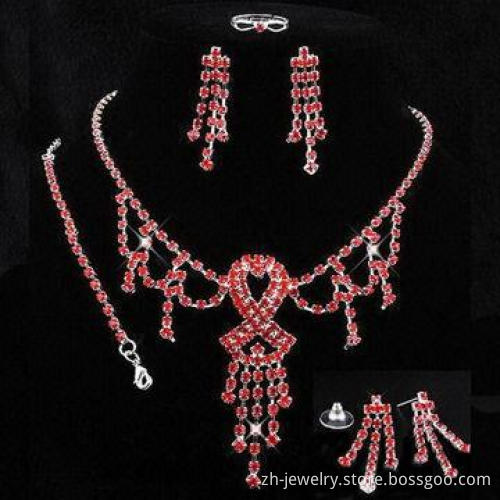 Gemstone Inlay Metal Necklace Sets, The Necklace Can Match the Warrings and Necklace and Rings